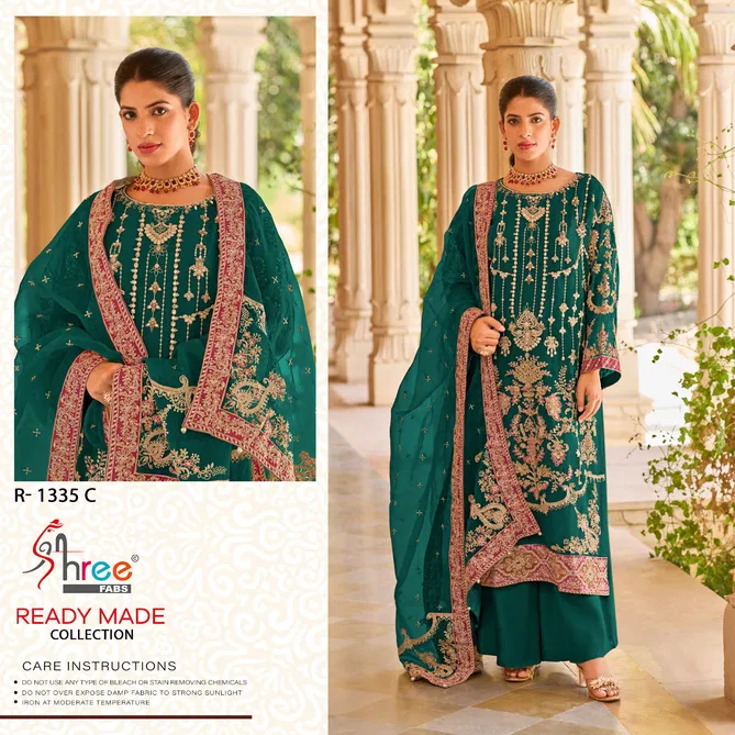 R 1335 Shree Fab Organza Embrodairy Pakistani Readymade Suits Wholesale In India